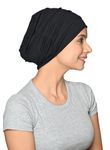 The Headscarves Bamboo Viscose Solid Seams Slouchy Snood Cap for Women (SS200 Black)