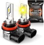 SEALIGHT H11 LED Fog Light Bulbs Yellow, 10000LM H8 H9 H16 Fog Lights LED Bulbs 600% Brightness Upgrade, 1:1 Size 100% Successful Installation for Trucks Cars, 3000K Golden Yellow, Pack of 2