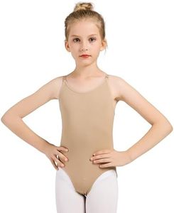 DANSHOW Women and Girls Nude Seamless Camisole Undergarment Leotard with Transition Straps(8A12)