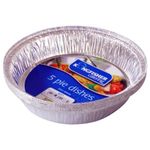 Kingfisher Foil Pie Dishes, Silver, Large, Pack of 5