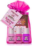 Piggy Paint | 100% Non-Toxic Girls Nail Polish | Safe, Cruelty-free, Vegan, & Low Odor for Kids | Rainbow Party (3 Polish + Nail Art Gift Set)