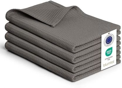 Blumtal® Torchon cuisine 50x70 cm - Lot de 4 torchon coton 100% - Torchons de cuisine gaufrés lavable en machine à 60 °C - Torchon vaisselle super absorbant - Serviettes et torchons à vaisselle - Gris