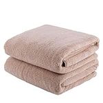 JML Luxury Hotel & SPA Bath Towels (2 Pack, 30"x60") - 350GSM High Density Fleece Towel Sets - Super Soft and Absorbent, Lint Free, Fade Resistant Oversized Bath Towel, Coral Fleece Camel