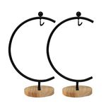 Awesomes Ornament Display Stand Air Plant Stand Flower Pot Stand Holder Iron Pothook Stand for Hanging Glass Terrarium Witch Ball (Black, Pack of 2)