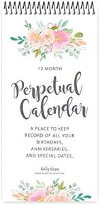 Floral Perpetual Birthday, Anniversary, Special Event Reminder Calendar Book Journal for Important Family Date Day Remembrance Wall Hanging, Mom Dutch Happy Bday Birthdate Gift Card Planner Organizer