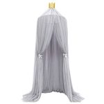 Fdit Bed Canopy, Elegant Color Children Bed Netting Kid Baby Bedroom Canopy Mesh for Bedroom Travel Height (Grey)