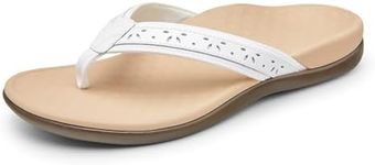 Vionic Tide Casandra Women's Toe Post Sandal That Includes Three-Zone Comfort for Heel Pain and Plantar Fasciitis with Concealed Orthotic Arch Support Medium Fit White UK 4