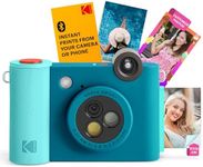 KODAK Smile+ Wireless Digital Instant Print Camera with Effect-changing Lens, 2x3” Sticky-backed Photo Prints, and Zink printing technology, Compatible with iOS and Android devices - Blue