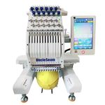 UncleSeam 12-Needle Compact Embroidery Machine,1200SPM, 10" Touchscreen, 8"x12" Area,For Flat, Hat, T-shirt etc. (12 Needle Machine Only)