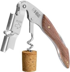 H&S Stainless Steel Waiters Corkscrew for Wine Bottle - Professional Wine Bottle Opener with Wooden Handle - 3-in-1 Function Corkscrew Bottle Opener for Smooth Opening