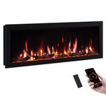 PuraFlame Bernice 50 Inch Smart Linear Electric Fireplace - Clean Hidden Vent Design, Flame with 9 Colors, Recessed in-Wall or Wall-Mount or Free Standing, Compatible with Alexa and Google Assistant