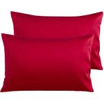 NTBAY 2 Pack 500 Thread Count 100% Egyptian Cotton Pillow Cases, Super Soft Cozy and Breathable Envelope Closure Standard Pillowcases, 50x75 cm, Red