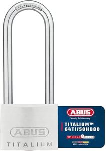 ABUS Titalium 64TI/50HB80 padlock with high shackle - basement lock with lock body made of special aluminium - hardened steel shackle - ABUS security level 6