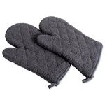 DII Cotton Terry Oven Mitts, 7 x 13 Set of 2, Heat Resistant and Machine Washable Kitchen Gloves for Cooking and Baking-Mineral Gray