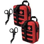 Krisvie 2Pack First Aid Molle Pouch EMT Pouch Detachable Tactical Medical Bag for Outdoor Activities with Shear(Red)