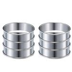 6Pcs Baking Rings Tart Rings Stainless Steel Crumpet Rings Molds Heat-Resistant Double Rolled English Muffin Rings for Cooking Home Food Baking Tools (3.15 Inch)