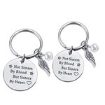 2pcs Friends Keychain for Women, Not Sisters by Blood But Sisters by Heart Friendship Gifts Keyring for Teen Girls, BFF Gifts Christmas Birthday Graduation Gifts for Best Friend Female