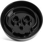 LE TAUCI Ceramic Slow Feeder Dog Bowls Small Breed, 0.6 Cups Dog Food Dish for Fast Eaters, Puzzle Bowl for Small Dogs and Cats,Skull Black