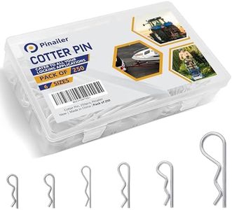 250 Pcs Cotter Pin Assortment Kit – Zinc Plated R Clip Stainless Steel Cotter Pins in 6 Different Sizes – Easy Installation & Tool Free Removal – Reusable Fastener for Hitch Pins, Machinery & Vehicle