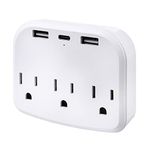 1 Pack Cruise Essentials Cruise Power Strip Non Surge Protection White with USB Ports Travel Adapter Approved for Cruise Ship