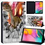 Printed Leather slim lightweight Stand Cover Case for Samsung Galaxy Tab A 10.1 2019 Case (Model: SM-T510 SM-T515), Cover with Stand Function (Black) (3D art-dinosaur)