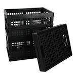 Lesbin 3-Pack Plastic Folding Storage Crate, Collapsible Crate, 15 L