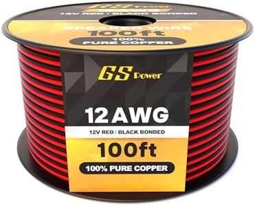 GS Power 12 Gauge Wire 100ft Oxygen Free, OFC Pure Copper Electrical 12v Low Voltage Speaker Wire Spool, 12AWG for Electric, Automotive, Trailer, Stereo, RC, Car, Home Theater, LED, Lamp Wiring