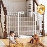 Mom's Choice-GROWNSY Baby Gate for Stairs, 29.5"-48.4" Pressure Mounted Baby Gate for Top of Stair&Doorway with Y-Shaped Rods, Anti-Trip Pedal, Extra Wide Stairs Dog Gate Easy Install w/Red Reminder
