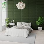 Aspire EasyMount Velcro Wall Mounted Upholstered Panels Modular DIY Headboard Accent Wall Panels, Plush Velvet Fabric - Forest Green, Pack Of 4 Wall Panels