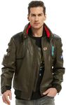 saounisi Men's Faux Leather Jacket, Red Stand Collar Costume Idea Comic Con Wearing Cosplay Theme Party Bomber Coat XXL
