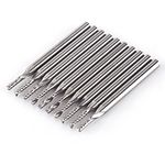 1 Flute End Mills Set, Akozon Engraving End Mill End Mill Cutters 1/8'' Shank Tungsten Carbide End Mill CNC Engraving Tools Single Flute Spiral Bit Set of 10pcs