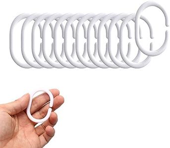 Shower Curtain Hooks, 14 PCS White Curtain Rings Plastic, C-Shaped Shower Plastic Curtain Hook, Shower Curtain Rings for Shower Room Rails, Bathroom Curtains, Windows Rod