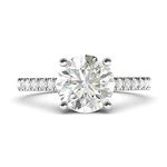 Sterling Silver 2CT Classic 4-Prong Simulated Diamond Engagement Ring with Side Stones Promise Bridal Ring (5)