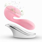 RONUX 2 in 1 Silicone Facial Cleansing Brush, Deep Cleanser Skincare Tools, Electric Waterproof Massager & Exfoliator, Blackhead & Pore Cleaner, Body & Face Scrub Gift for Women Men (Pink)