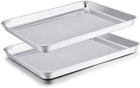 TeamFar Baking Sheet Set of 2, Baking Pans Tray Cookie Sheet Stainless Steel, Non Toxic & Healthy, Mirror Finish & Rust Free, Easy Clean & Dishwasher Safe