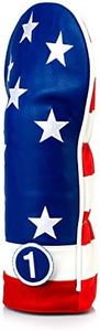 Pins & Aces USA Driver Wood Head Cover - Premium, Hand-Made Leather 1W Headcover - American Pride Styled, Tour Quality Golf Club Cover - Style and Customize Your Golf Bag