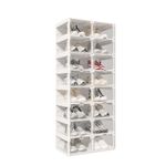 Mayi Box Clear Shoe Storage Box Collapsible Shoe Organizer, No-Installation Shoe Storage Cabinet with Magnetic Door, Plastic Transparent Shoe Display Containers (Clear, 8 layers 16 pairs)