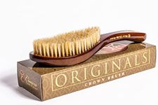 NEW CQP PREMIUM 360 Wave Brush - Red Oak - MEDIUM SOFT - Extra Lux Boar Bristles, Wooden Body, Gold Engraved Logo, Piano Lacquer High Gloss Finish by Crown Quality Products