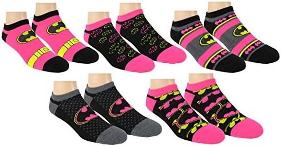 DC Comics Womens Batman Ankle-No Show Socks 5 Pair Pack Multi-Color One Size 9-11