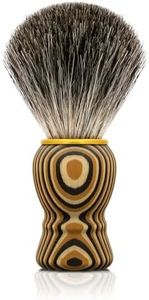 KIKC Hand Crafted Pure Badger Shaving Brush for Wet Shave, Soft Bristle, Art Annual Ring Wood Handle, Best Gift for Bearded Man