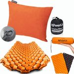 Powerlix Ultralight Sleeping Pad for Camping with Inflating Bag and Powerlix Travel Camping Pillow