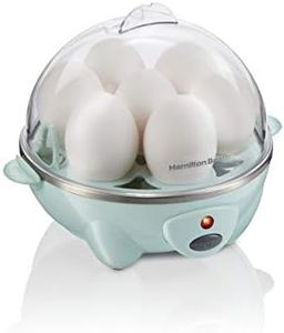 Hamilton Beach 3-in-1 Electric Egg Cooker for Hard Boiled Eggs, Poacher, Omelet Maker & Vegetable Steamer, Holds 7, Mint (25504)