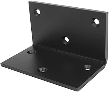 2 Pack 5" Black Corner Brackets Support, L Angle Steel Braces Thickness 4.9mm, 5" x 3", Max.Load 220lb., Countersunk Design for Timber Wood Furniture