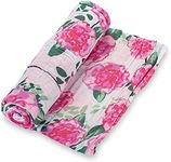 LollyBanks Swaddle Blanket | 100% Muslin Cotton | Newborn and Baby Nursery Essentials for Girls, Registry | Peony Flower Print