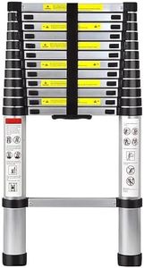 Treemoo Telescopic Ladder 12.5FT, Aluminum Telescoping Ladder with Non-Slip Feet, Portable Retractable Ladder with EN131 Certified, Lightweight Collapsible Ladder for RV or Outdoor Work,330lb Capacity