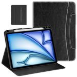 MoKo Case for iPad Air 11 Inch M2 2024/ iPad Air 5th/4th Gen 2022/2020 & iPad Pro 11 Inch 2022/2021/2020/2018 with Pencil Holder, Premium Leather Folio Stand Cover, Black