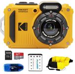 KODAK PIXPRO WPZ2 Waterproof Digital Camera Bundle, Includes: SanDisk 32GB MicroSD Memory Card, Spare Battery and More (5 Items) (Yellow)