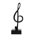 ULTNICE Treble Clef Music Instrument Miniature on Stand Resin Note Figurines Tabletop Musical Sculpture Statue Home Office Decor Black