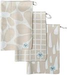 Desert Aqua || 3 Pack|| Not Your Ordinary Kitchen Towels || Dish Towels || Waffle Weave Microfiber || Tea Towels || Highly Absorbent || Hanging Loop || Dish Cloths ||Designer Prints (Tan)