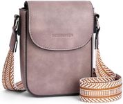 BOSTANTEN Small Crossbody Bags for Women Trendy Leather Phone Wallet Purses Handbags Adjustable Guitar Strap Purple